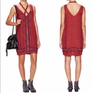 Free people Diamonds And Snakes boho style beaded  maroon mini dress S